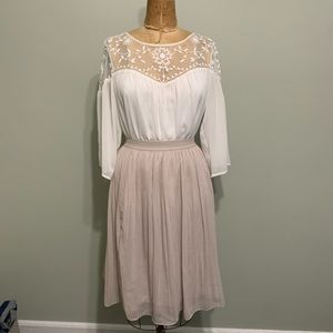 H&M Champagne Pleated Skirt Size 10. Elastic waist